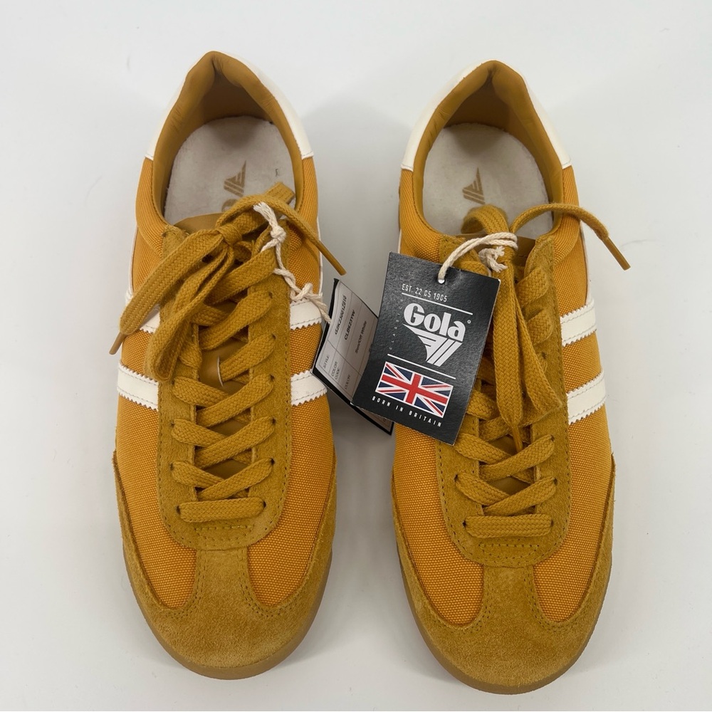 Gola Elan Yellow White Suede Colorful Lace Up Low Top Casual Sneakers 9 SAMPLE - Picture 3 of 9